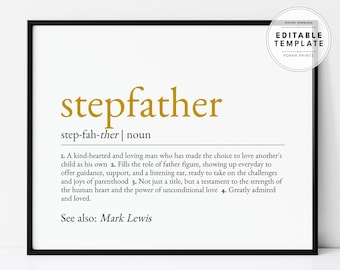 Editable Stepfather Definition, Stepfather Appreciation, Gift for Stepdad, Stepdad Fathers Day, Bonus Dad Gift, Stepdad Gifts, Digital Print