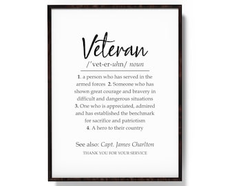 Custom Veteran Definition Art Print, Personalized Gift (Digital Print)