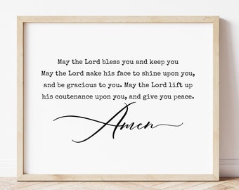 May The Lord Bless You and Keep You, The Lord Bless You, Numbers 6 24 - 26, Bible Verse Quote, Scripture Wall Art, Digital Print