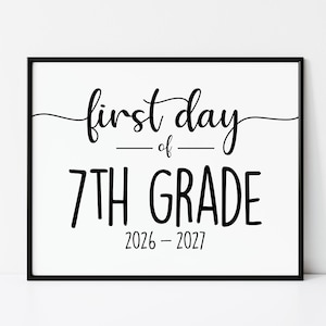 Schild für den ersten Schultag der 7. Klasse 2026: Fotorequisite zum Schulanfang (Digitaldruck)