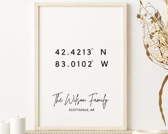 Custom Family GPS Coordinates Print, Family Surname Print, GPS Coordinate Print, Surname Print, Family Surname Poster, Digital Print