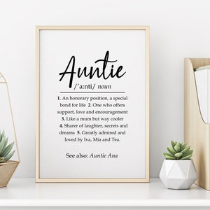 Custom Auntie Definition Print: Personalized Aunt Gift (Digital Print)