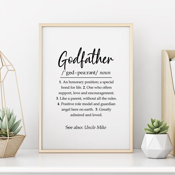 Godfather Print | Paten Geschenk | Pate Danke Geschenk | Patenansage | Godfather Definition | Digitaldruck