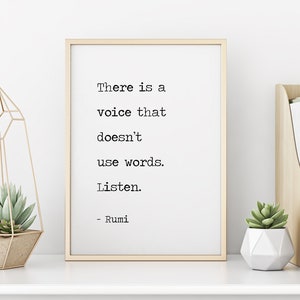 There is a Voice. Listen Print | Rumi Quote Print | Rumi Wall Art | Rumi Print | Rumi Quote | Inspirational Quote | Digital Print