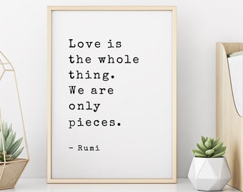 Lámina con cita de Rumi, El amor lo es todo, Arte mural inspirador (Impresión digital)