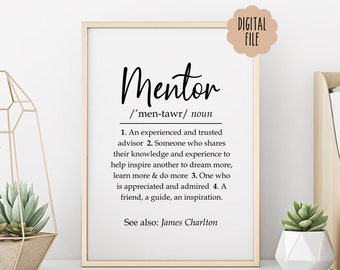 Custom Mentor Definition Gift, Mentor Gift, Mentor Thank You Gift, Mentor Appreciation Gift, Mentor Present, Mentor Quotes, Digital Print