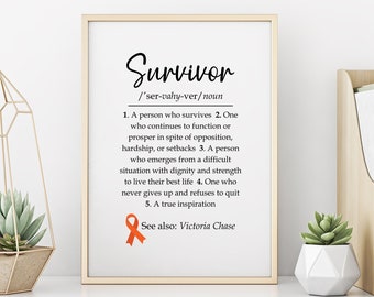 Custom Leukemia Survivor Definition Print, Survivor Gift, Leukemia Survivor Gift, Beat Cancer Gift, Digital Print