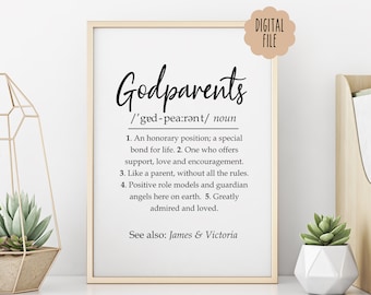 Custom Godparents Print | Godparent Gift | Godparent Thank you Gift | Godparent Announcement | Godparent Definition | Digital Print