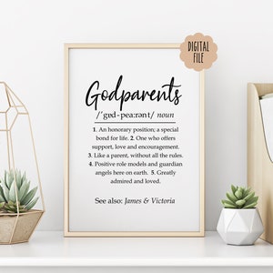 Custom Godparents Print | Godparent Gift | Godparent Thank you Gift | Godparent Announcement | Godparent Definition | Digital Print