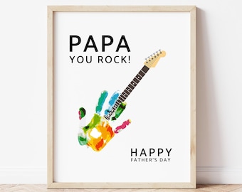Papa You Rock Handprint Art, Father's Day Gift (Digital Print)