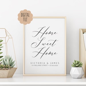 Home Sweet Home Custom Print | Newlywed Gift | Couple New Home Print | Home Address Print | Housewarming Gift | Digital Print