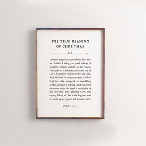 The True Meaning of Christmas, Luke 2 10 -14, Christmas Story Print, Christmas Nativity Story, Farmhouse Christmas Wall Art, Digital Print