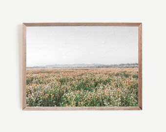 Spring Meadow Flower Field Landscape Art Print (Digital Download)