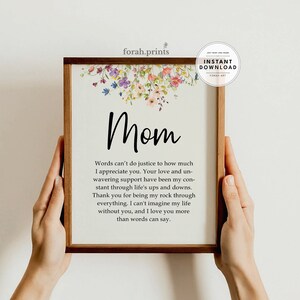 Mothers Day Letter Print, Mothers Day Print, Mom Printable, Gift for Mom, Mom&#39;s Birthday Print, Mothers Day Gift, Mom Gift, Digital Print