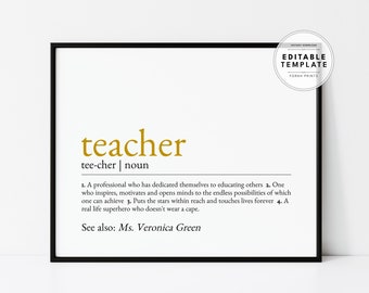 Custom Teacher Definition Print: Appreciation Gift (Digital Download)