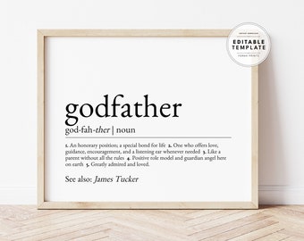 Editable Godfather Definition Print, Thank You Gift (Digital Print)