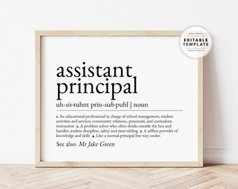 Editable Custom Assistant Principal Definition Gift, Assistant Principal Appreciation, Assistant Principal Gift Digital Download