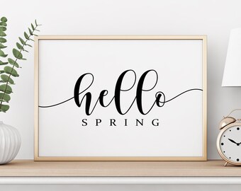 Hello Spring Print | Minimalist Wall Art (Digital Download)