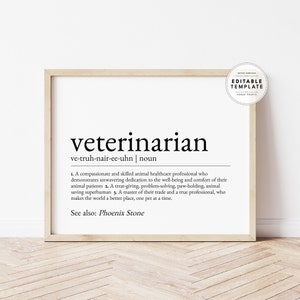 Editable Custom Veterinarian Definition, Veterinarian Appreciation, Gift for Veterinarian, Veterinarian Gifts, Vet Gifts, Digital Print