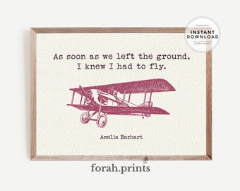 Amelia Earhart Quote Print: Aviation Art Decor (Digital File)