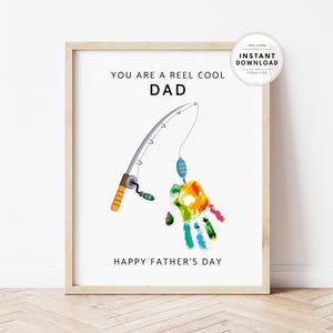 Arte con huellas de manos, regalo para el Día del Padre, papá genial, huella de mano para el Día del Padre, imprimible para el Día del Padre, manualidad con huella de mano, impresión digital