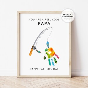 Arte con huellas de manos, regalo para el Día del Padre, Papá Genial, Día del Padre con huellas de manos, imprimible para el Día del Padre, manualidad con huellas de manos, impresión digital