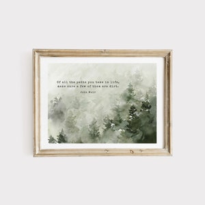John Muir Quote, Of All The Paths Quote, John Muir Quote Wall Art, John Muir Quote Art, Nature Lover Gift, Digital Print