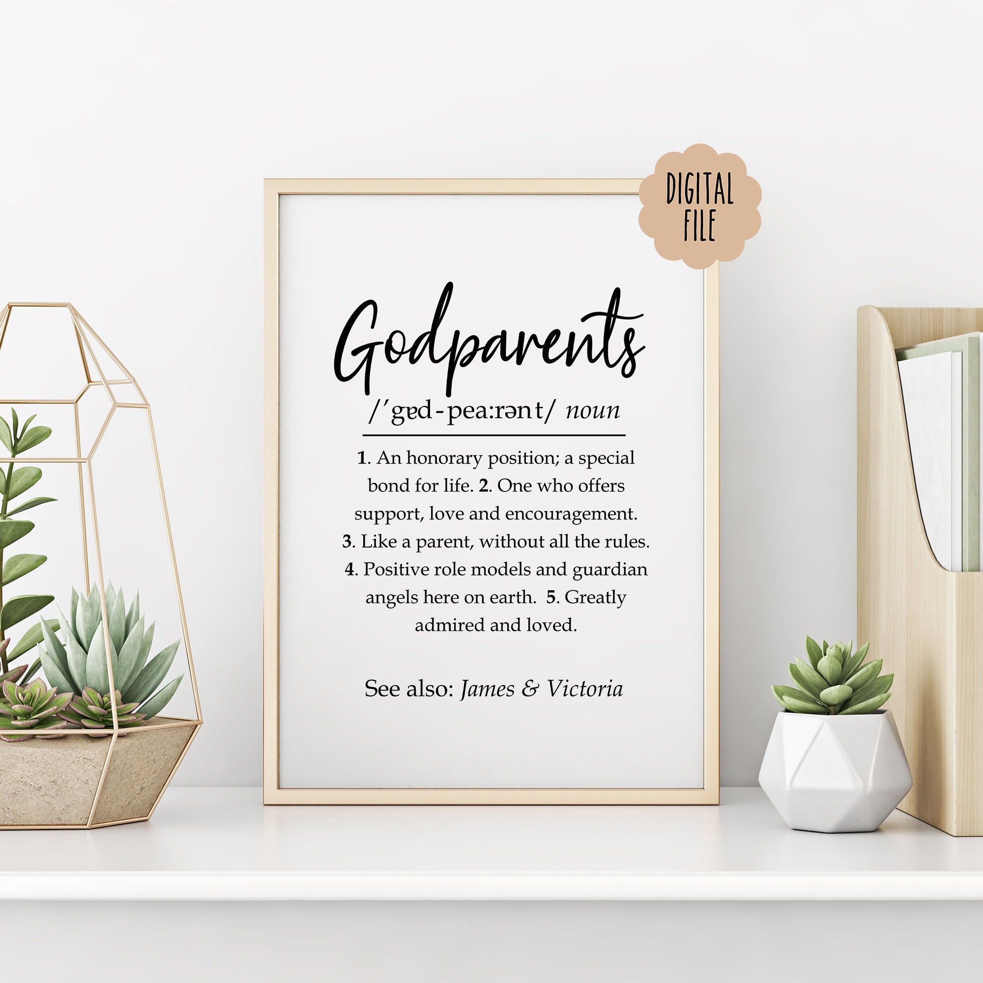 Custom Godparents Print Godparent Gift Godparent Thank you Etsy