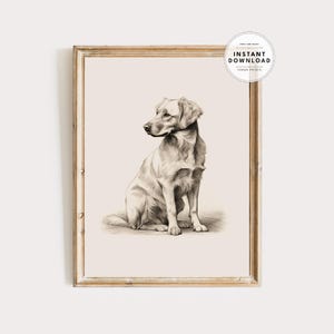 Vintage Golden Retriever Sketch Art Print (Digital Download)