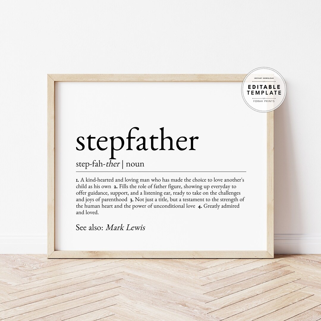 Step Dad Definition Editable Stepfather Definition Stepfather Appreciation Gift - Etsy