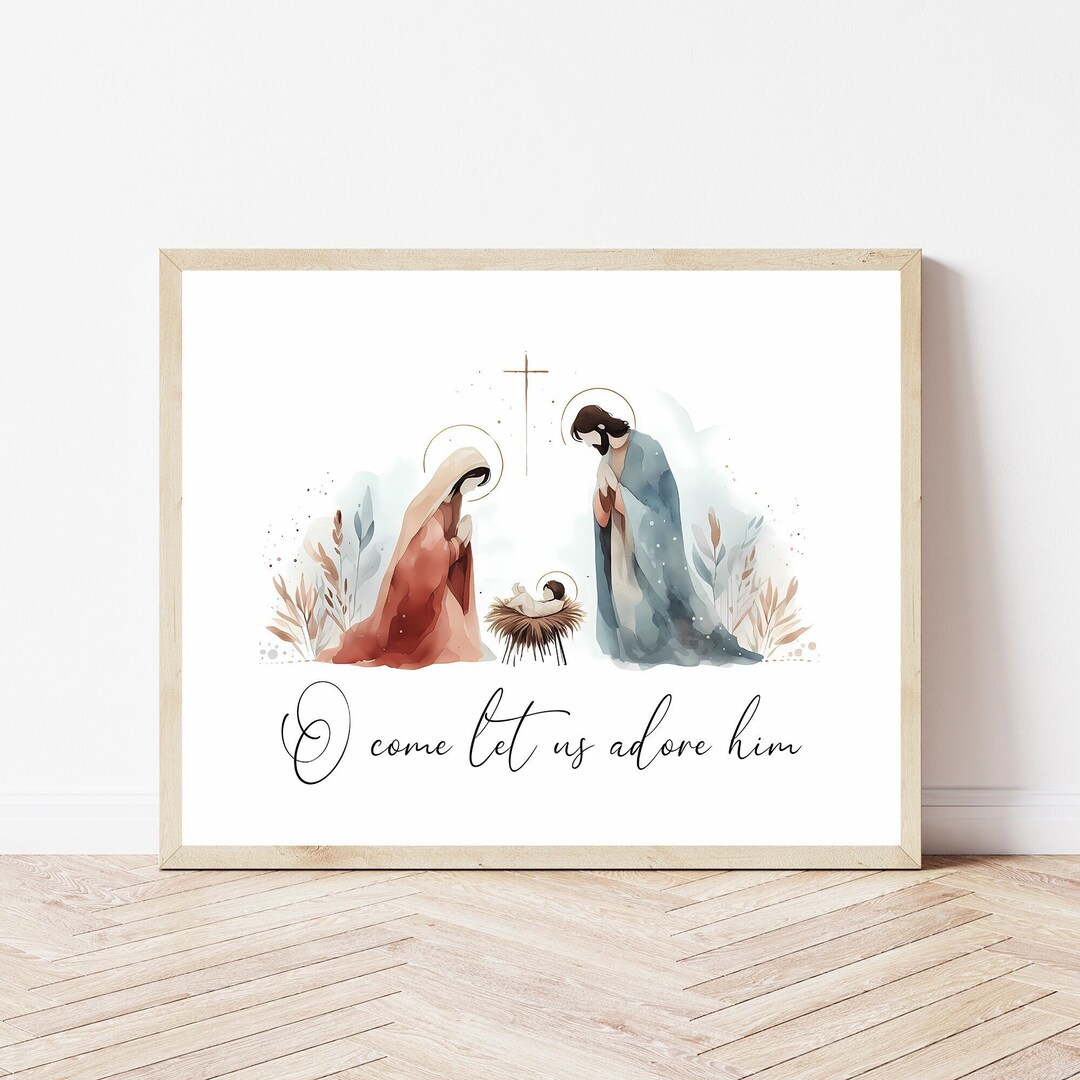 Christmas Nativity Print, Nativity Picture, Nativity Print, Watercolor