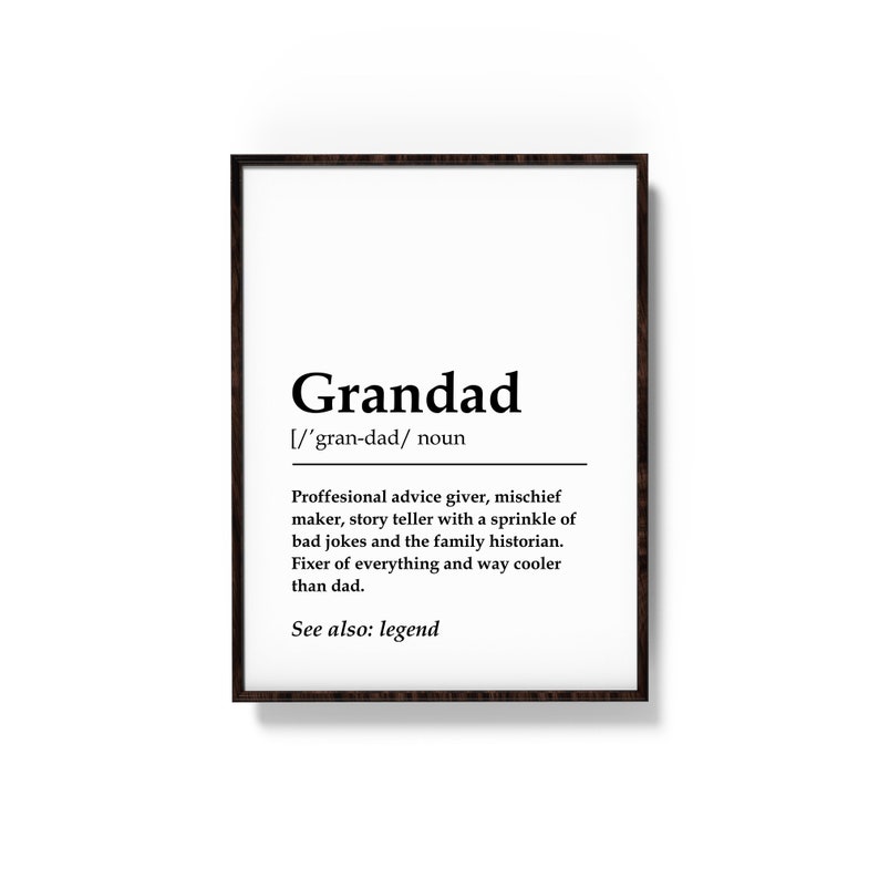Download Grandad Definition Print Definition of Grandpa Gift for | Etsy