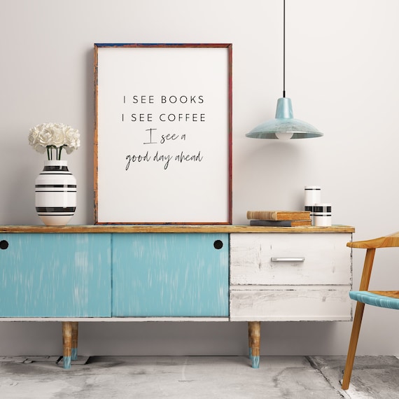 Coffee and Books Print: Reading Room Art (Digital Print)