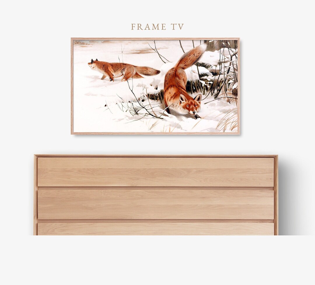 Winter Fox Frame TV Art, Christmas Scene (digital File) - Etsy
