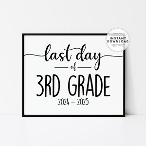 Letrero de último día de clases, Letrero de último día de tercer grado, Letrero de tercer grado, Pósteres de tercer grado, Impresión de último día de clases, Impresión digital