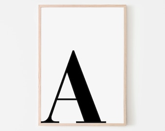 Letter 'A' Printable Wall Art, Initial Letter Print, Alphabet Letter A, Letter Art Print, Nursery Letter Print, Instant Download Print