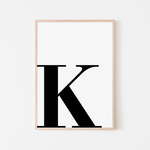 Letter 'K' Printable Wall Art | Initial Letter Print | Alphabet Letter K | Letter Art Print | Nursery Letter Print | Instant Download Print