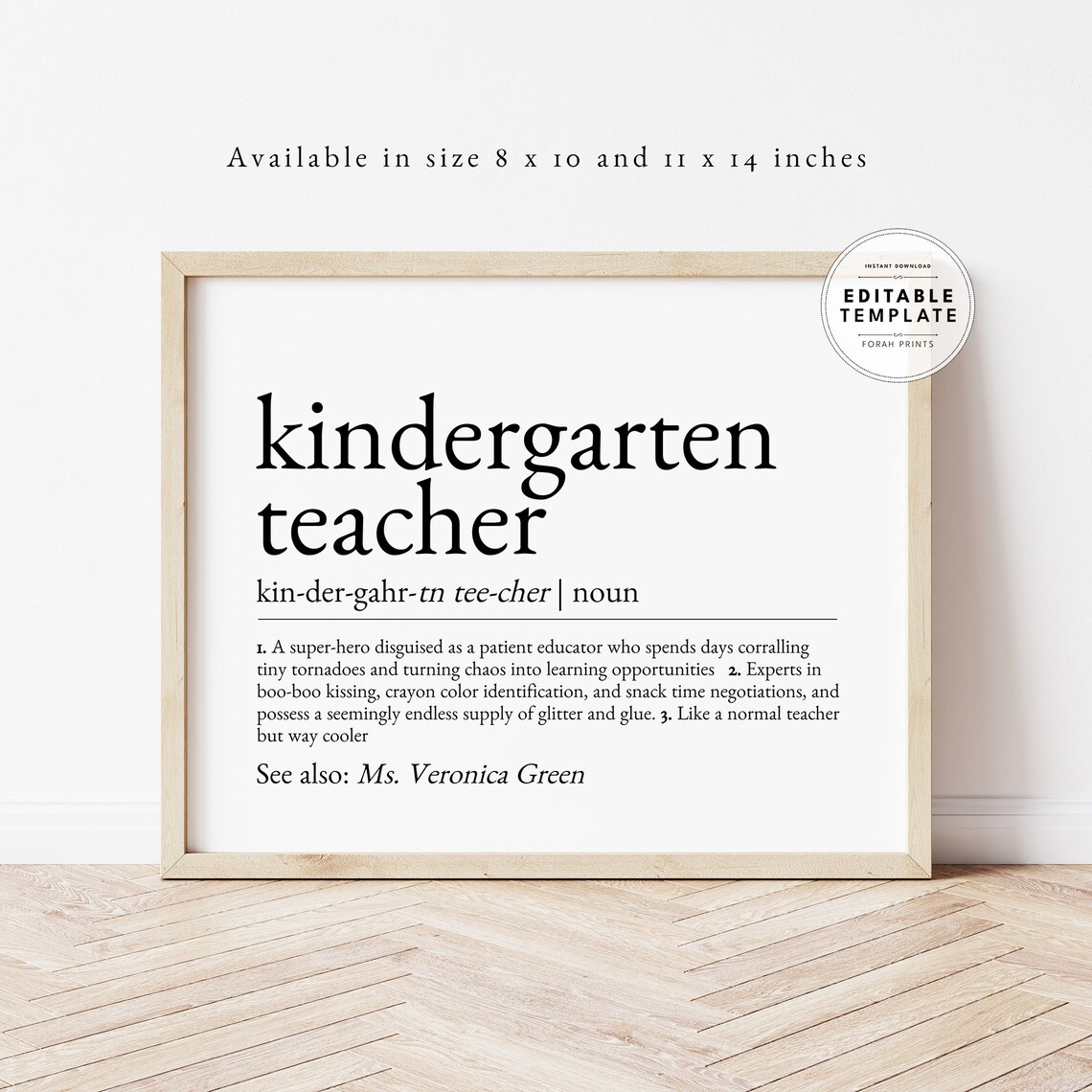 Editable Custom Kindergarten Teacher Definition Kindergarten Etsy