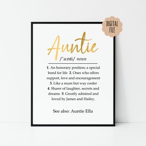 Custom Auntie Definition Print: Personalized Aunt Gift (Digital Print)