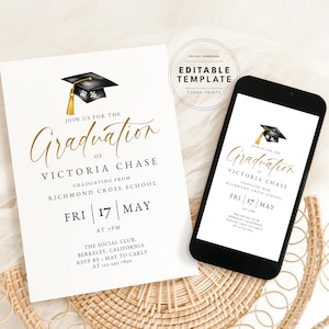 Editable Graduation Invitation Template: Ceremony Invite (Digital Download)