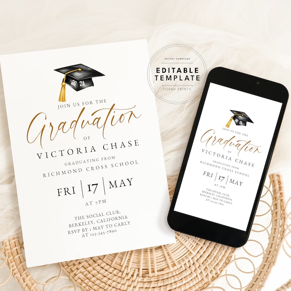 Graduation Ceremony Invitation and Evite Template, Graduation Ceremony, Graduation Invite, Digital Download
