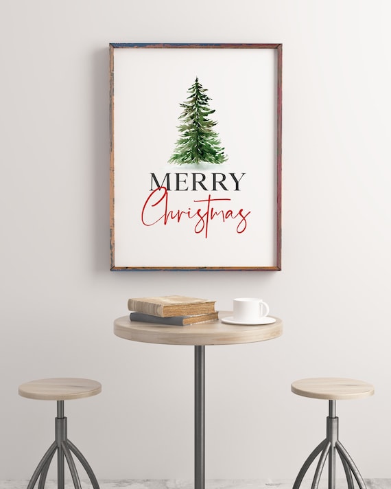 Merry Christmas Print Christmas Wall Art Christmas Etsy