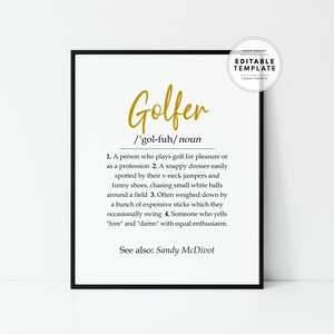 Editable Custom Golfer Definition Gift, Golfer Appreciation, Gift for Golfer, Golfer Décor, Golfer Gifts, Digital Download