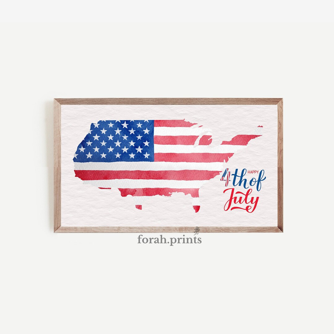 Watercolor American Flag Art, 4th of July Frame TV Art (digital Print ...
