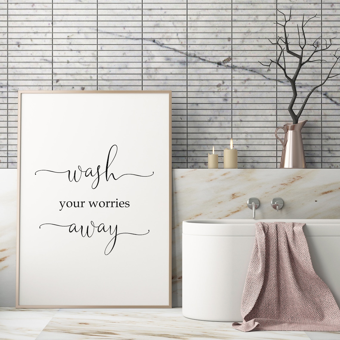 Wash Your Worries Away Print Bathroom Print Bathroom Wall - Etsy