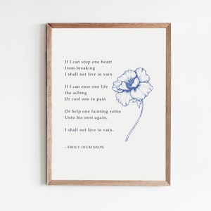 Not Live In Vain, Emily Dickinson Quote, Girls Room Wall Art, Classic Poem Print, Motivational Wall Art, Inspirational Quote, Digital Print