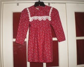 Darling Vintage 70 39 s Gunne Sax Burgundy Floral Print Dress Little Girls sz 6