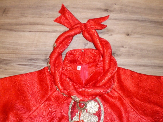 Stunning Vintage Thailand Red Silk/Silk Brocade W… - image 9