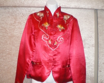 SALE!!!! Amazing 2 Vintage Chinese Hand Embroidered Silk Jackets in 1 Red Side & White Side Sz M