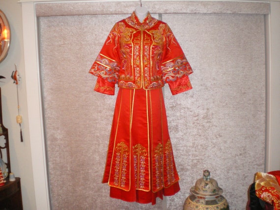 Stunning Vintage Chinese Kua Wedding Cheongsam Dr… - image 1